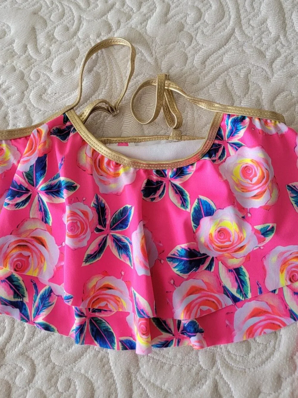 Betsey Johnson girls roses swim 2pc suit- tag detached - Picture 5 of 9